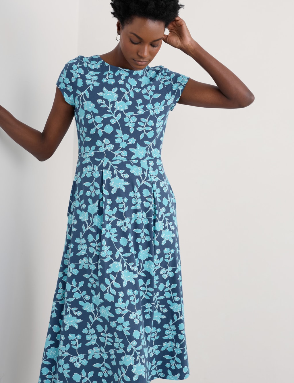 Cotton Rich Floral Midi Skater Dress 5 of 5