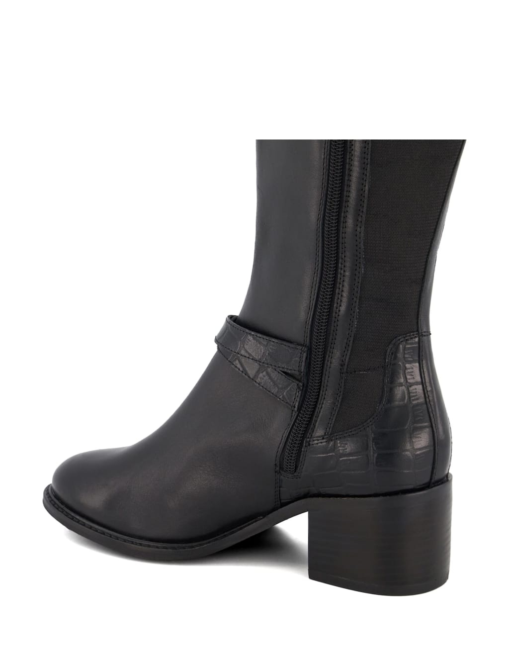 Wide Fit Leather Block Heel Knee High Boots Dune London M S