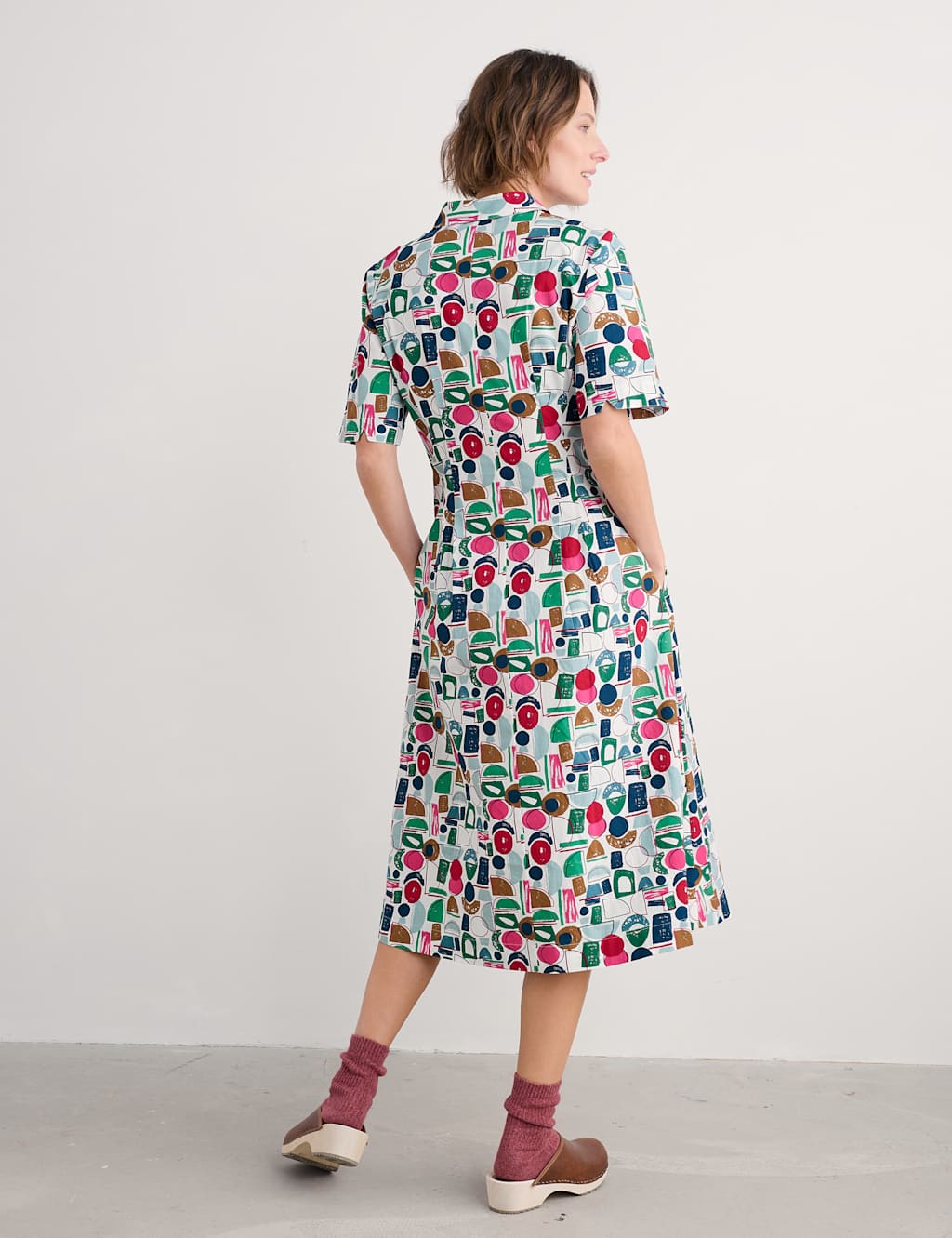 Pure Cotton Printed Midi Shirt Dress 5 of 5