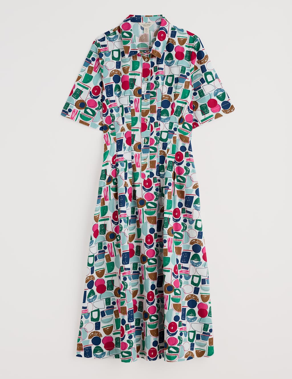 Pure Cotton Printed Midi Shirt Dress 2 of 5