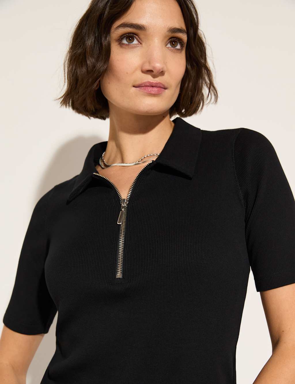 Pure Cotton Collared Half Zip Top 3 of 4
