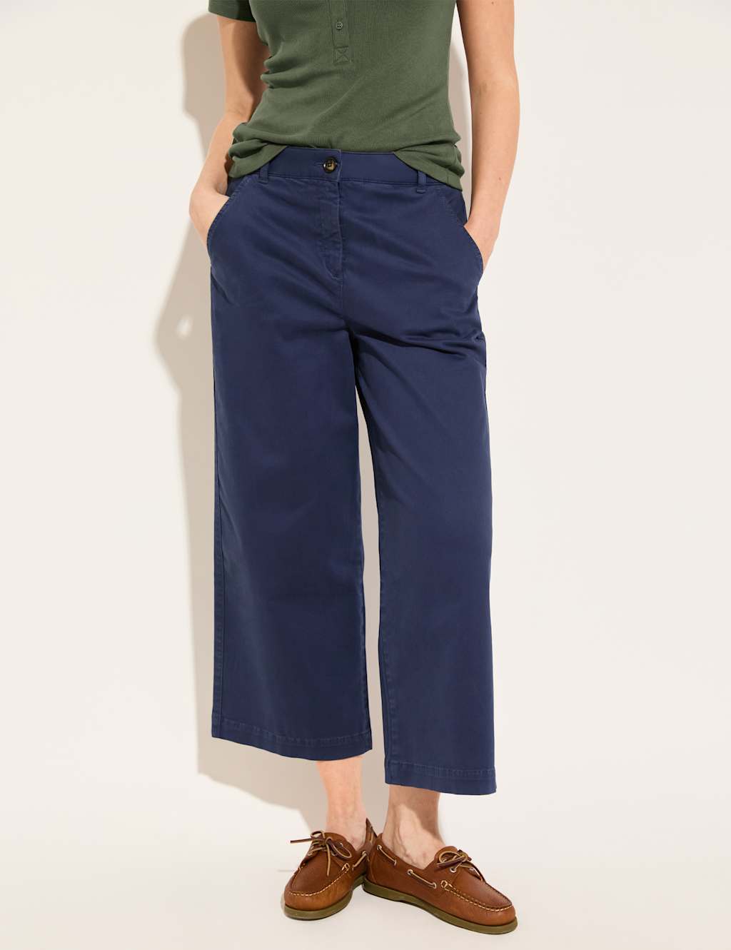 Cotton Rich Wide Leg Cropped Trousers 5 of 5