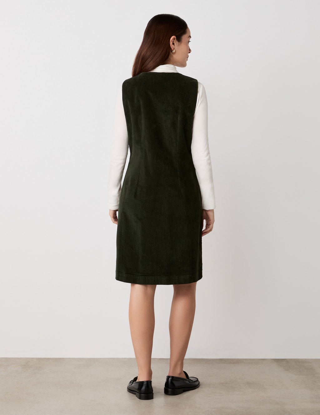 Cord V Neck Shift Dress