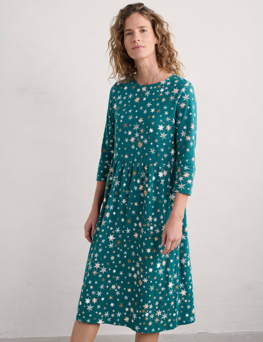 Star print midi dress deals