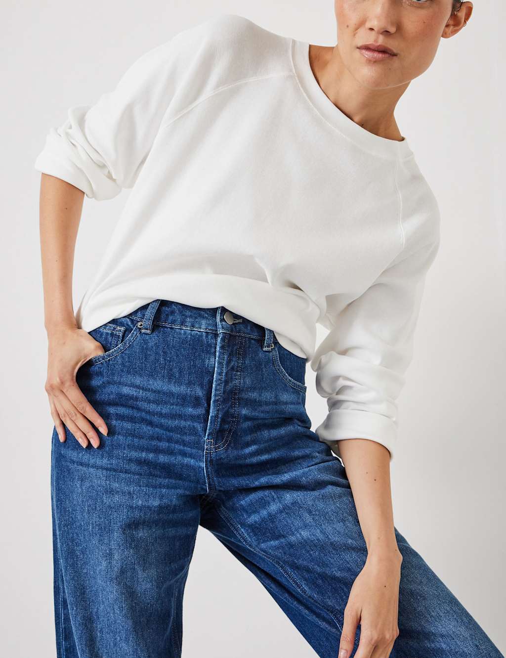 Boyfriend Mid Rise Cropped Turn Up Jeans 3 of 5
