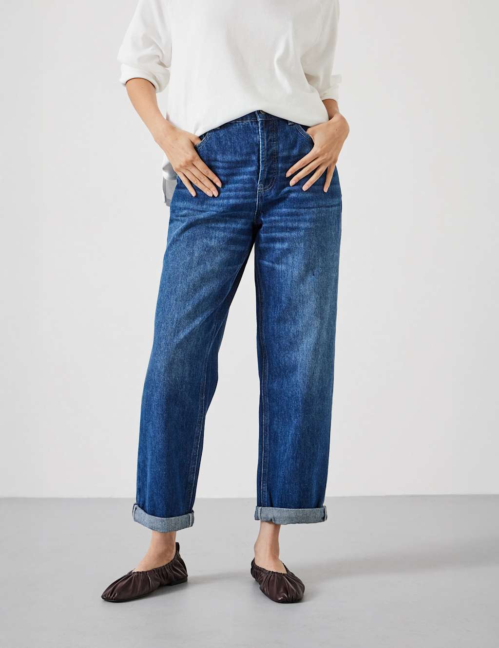 Boyfriend Mid Rise Cropped Turn Up Jeans 5 of 5
