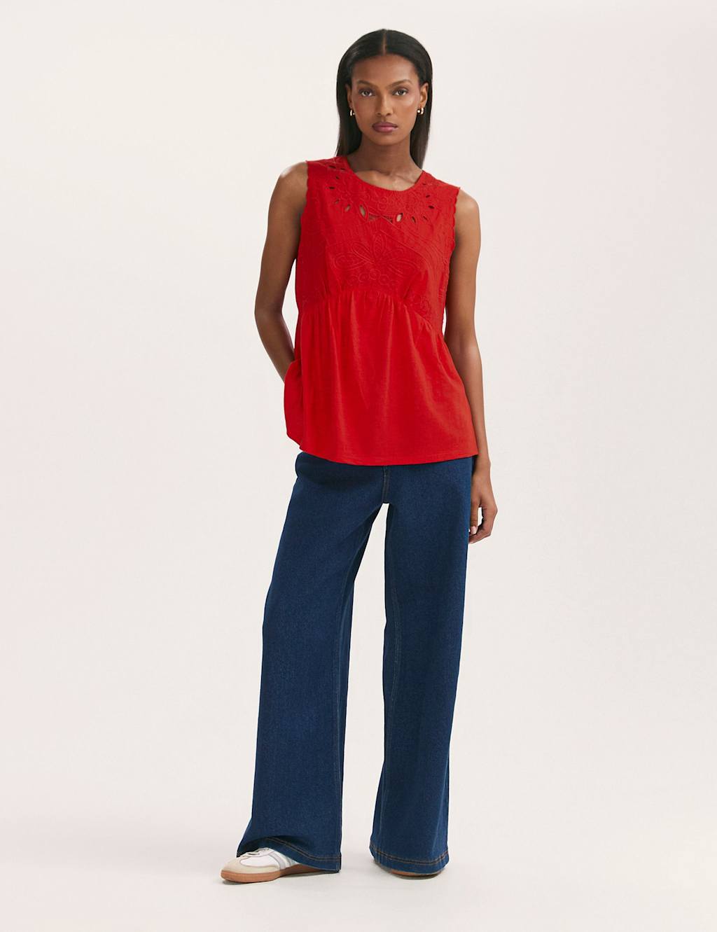Pure Cotton Embroidered Round Neck Vest Top 2 of 4