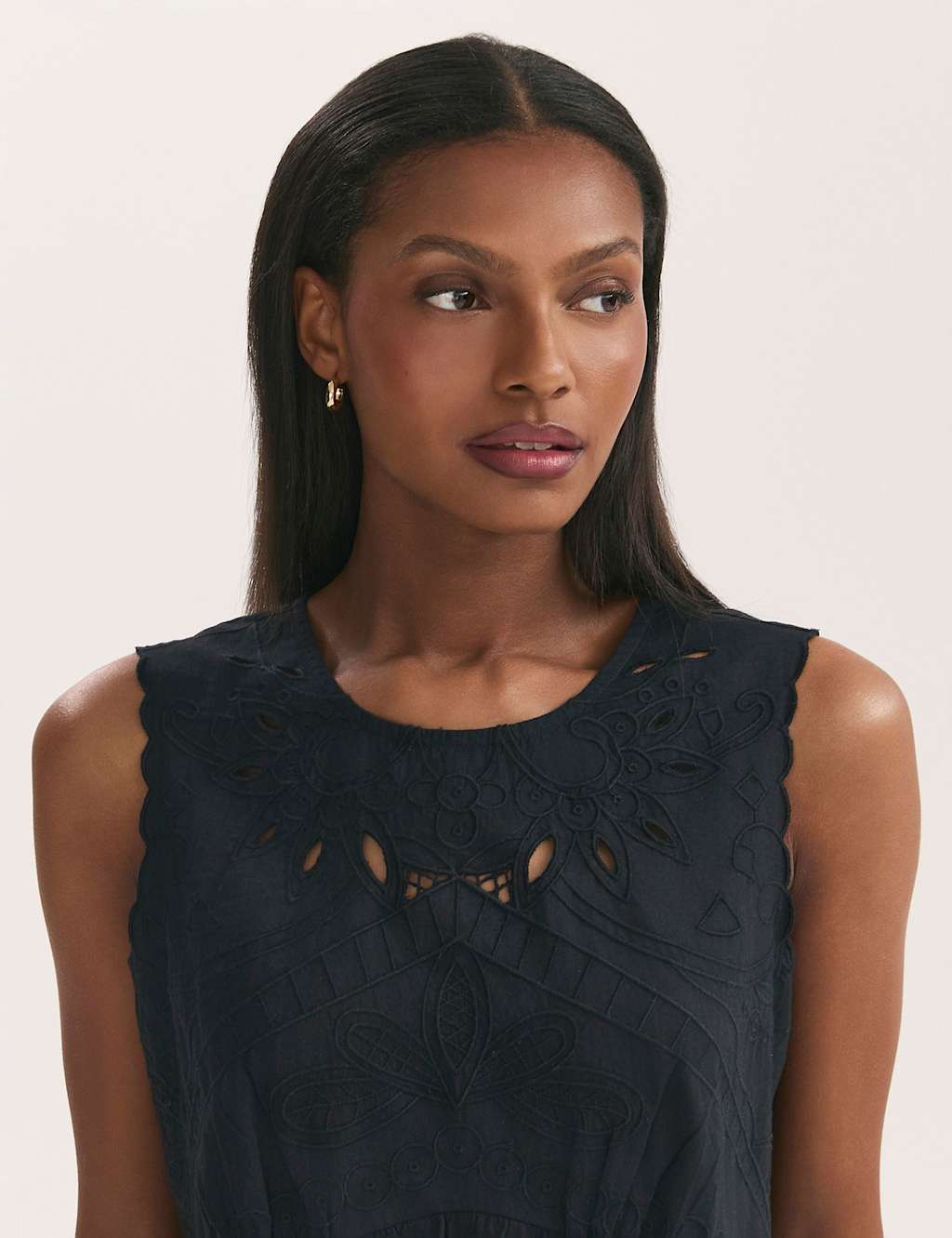 Pure Cotton Embroidered Round Neck Vest Top 4 of 4