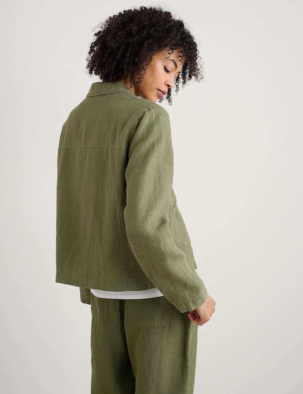Pure Linen Relaxed Cropped Utility Jacket 4 of 4