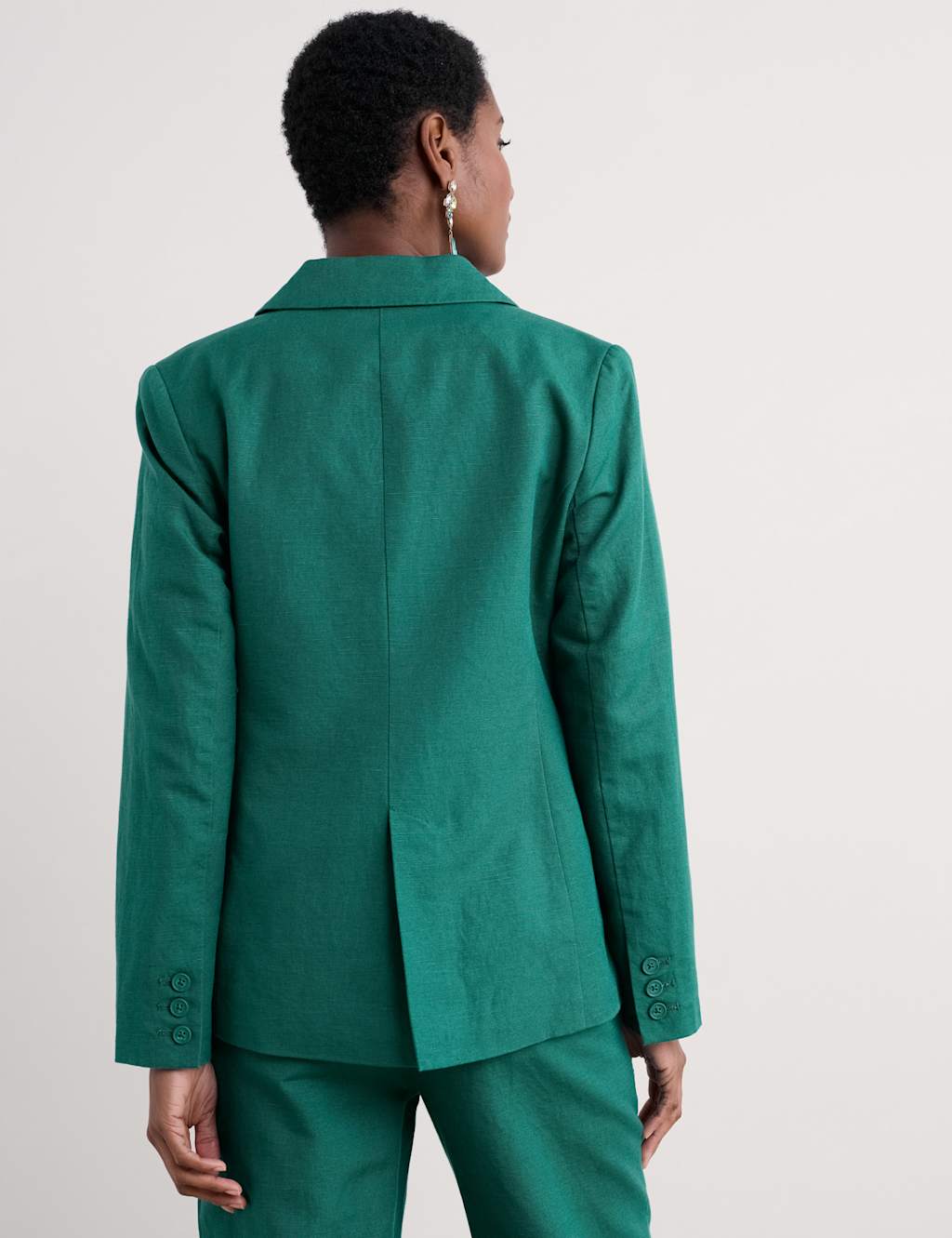 Linen Blend Tailored Single Breasted Blazer 4 of 4