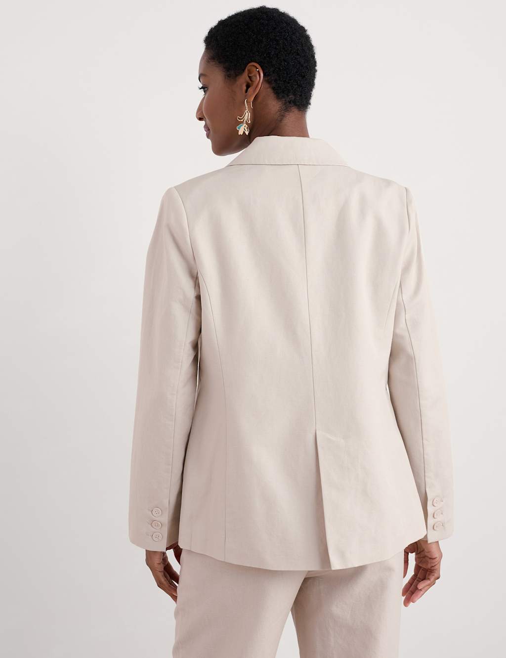 Linen Blend Tailored Single Breasted Blazer 3 of 4