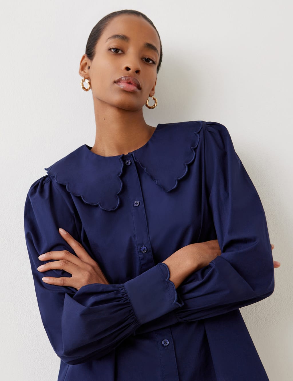 Pure Cotton Peter Pan Collar Shirt 2 of 4