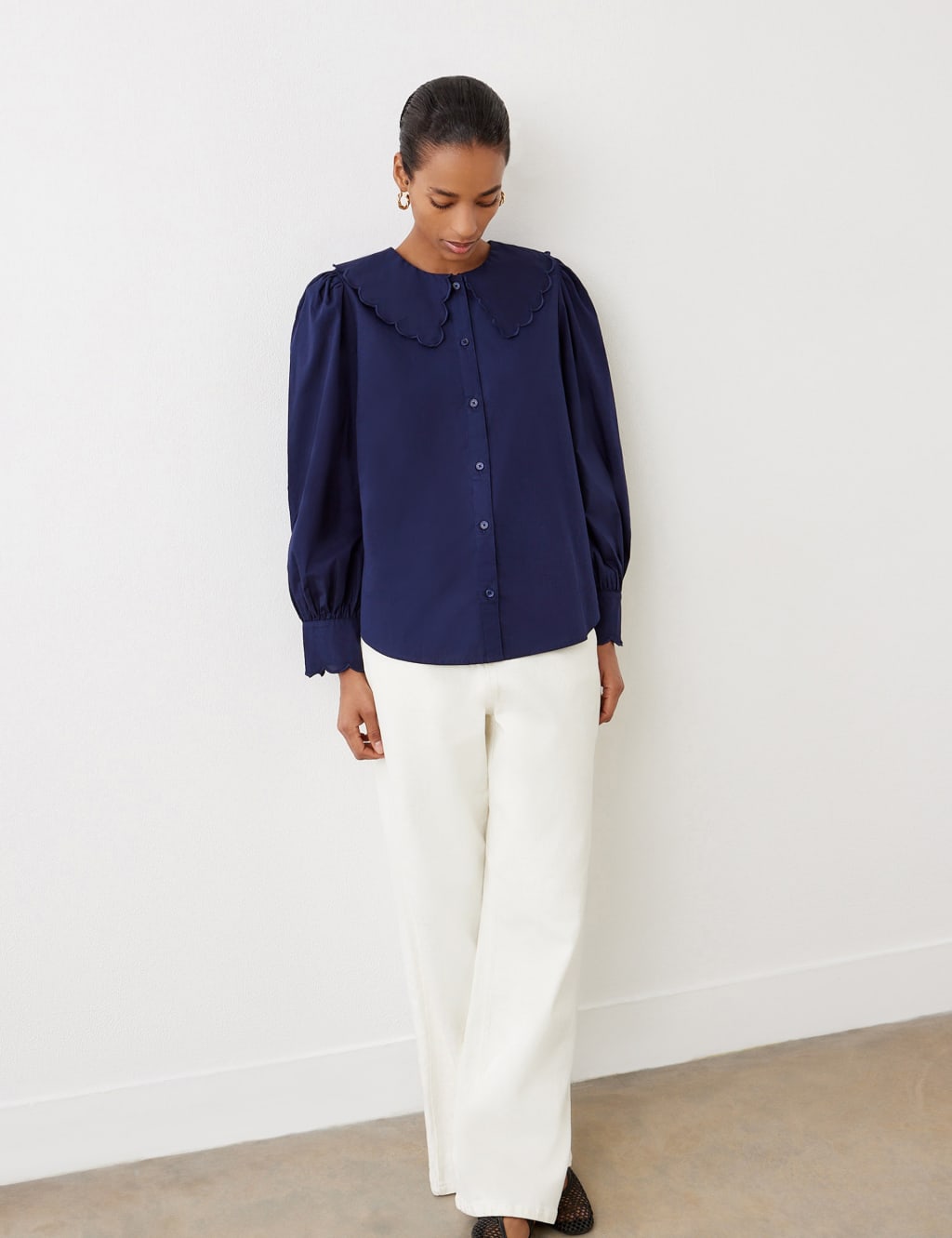 Pure Cotton Peter Pan Collar Shirt 3 of 4