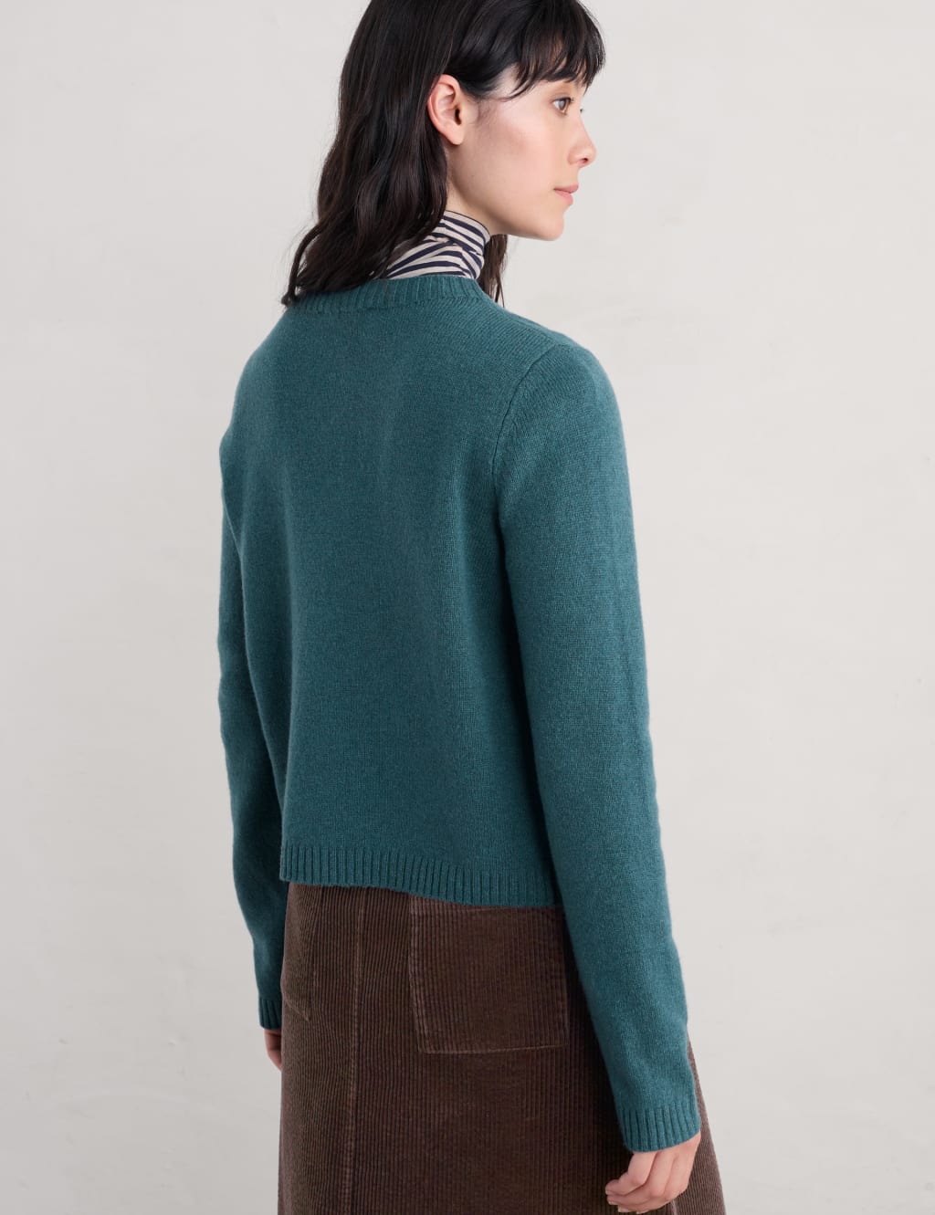 Merino Wool Rich Crew Neck Cardigan 4 of 4