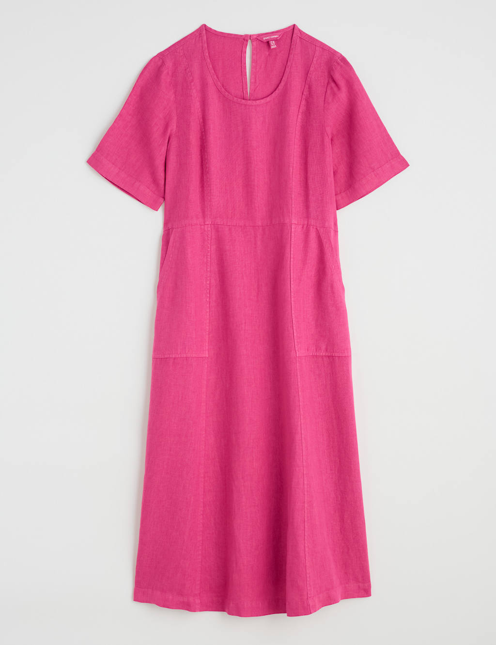 Pure Linen Scoop Neck Midi Waisted Dress 2 of 5