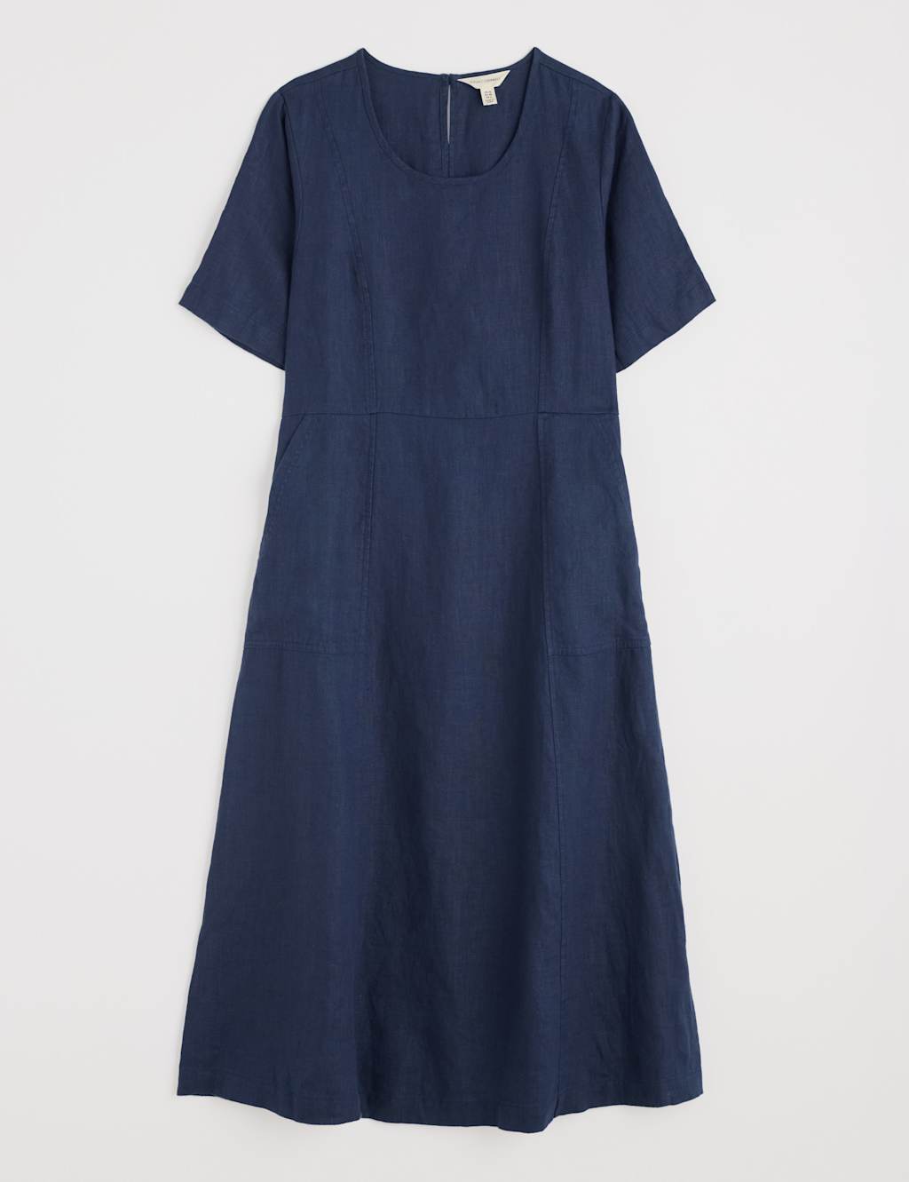 Pure Linen Scoop Neck Midi Waisted Dress 2 of 5