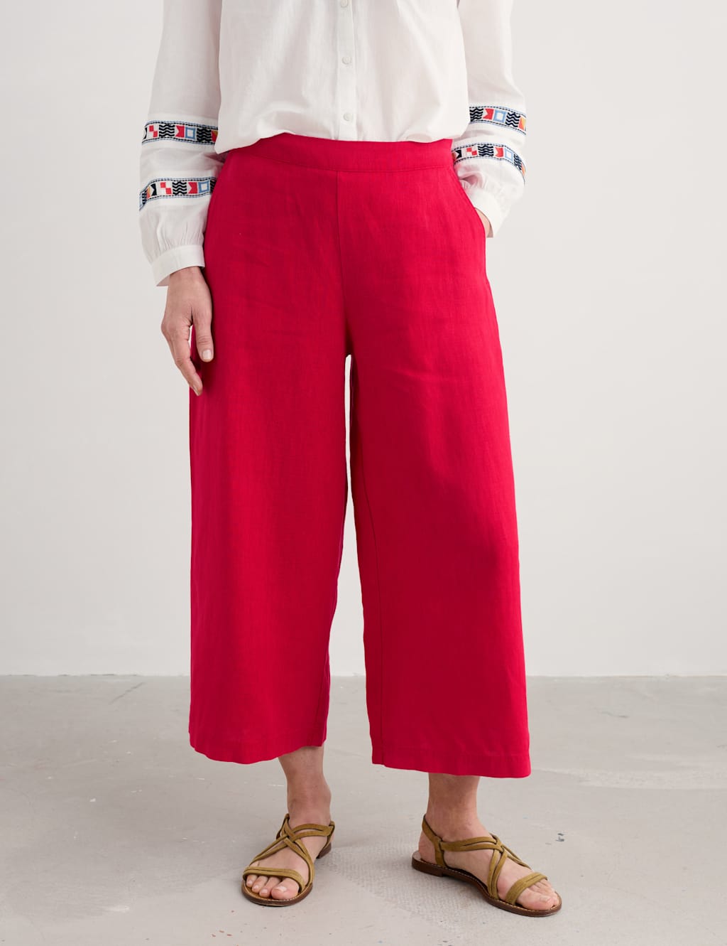 Pure Linen Side Zip Wide Leg Culottes 3 of 4