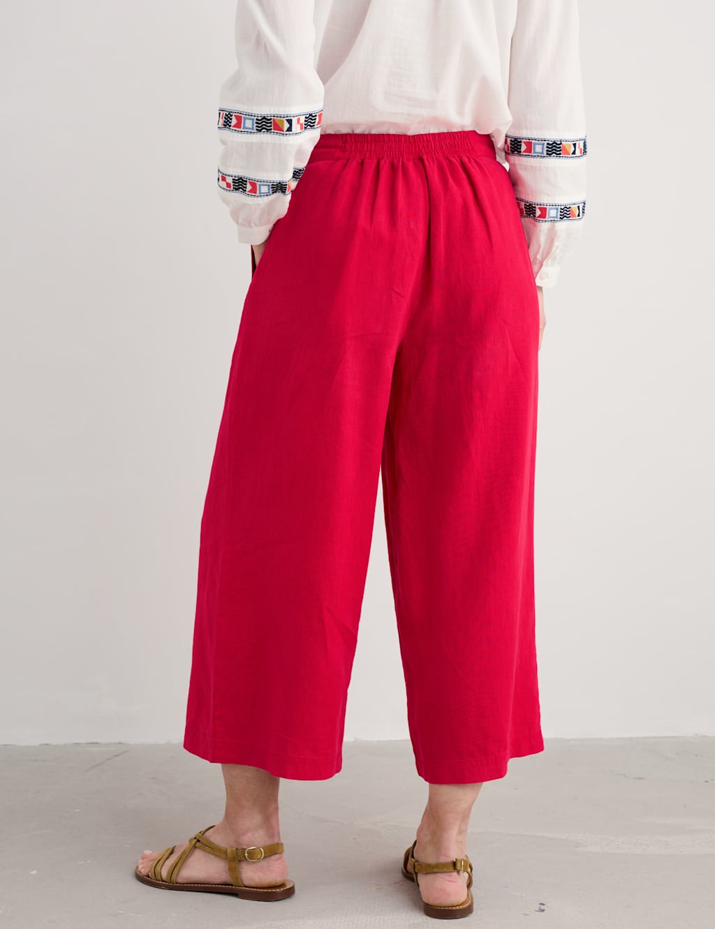 Pure Linen Side Zip Wide Leg Culottes 4 of 4