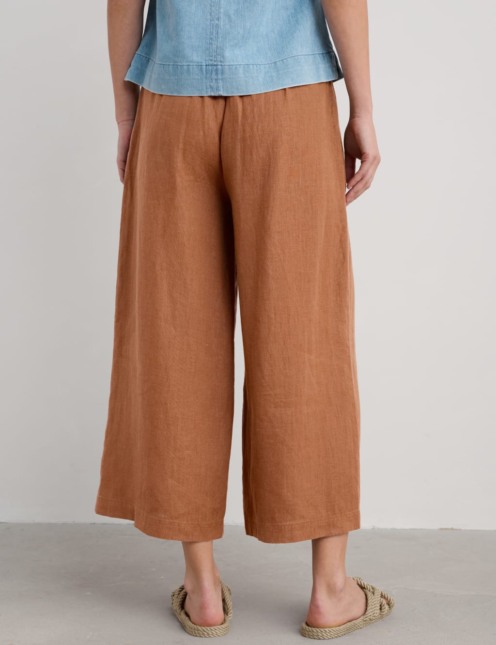 Pure Linen Side Zip Wide Leg Culottes 4 of 4