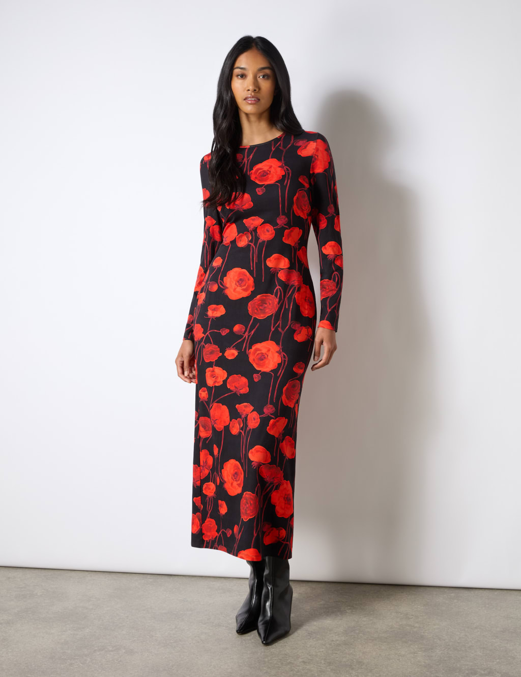 Jersey Floral Midaxi Bodycon Dress
