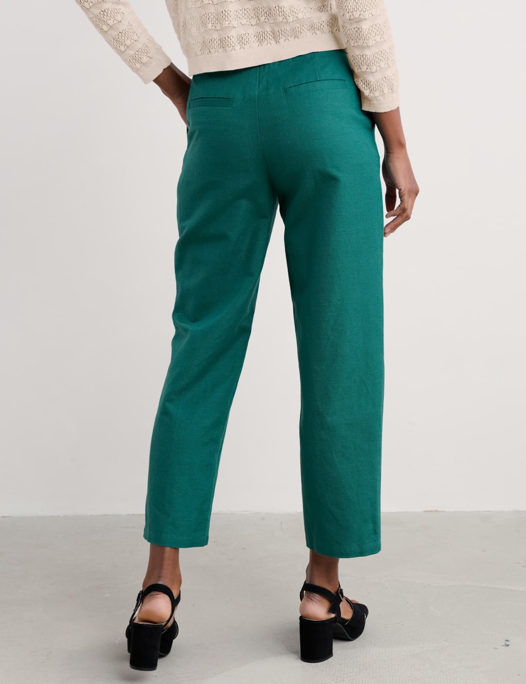 Linen Rich Straight Leg Ankle Grazer Trousers 4 of 4