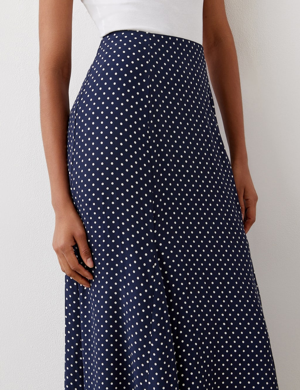 Crepe Polka Dot Midi Slip Skirt