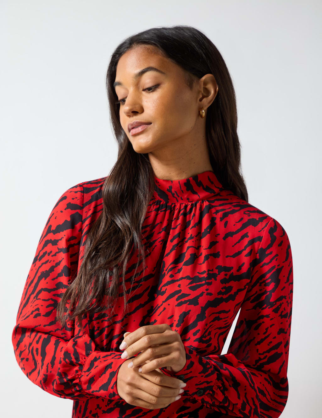 Zebra Print High Neck Midi Waisted Dress RO ZO M S