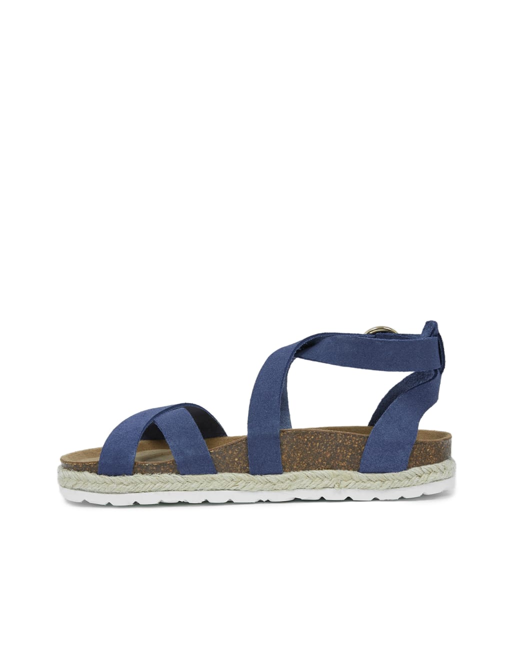 Suede Buckle Ankle Strap Flat Sandals 2 of 5