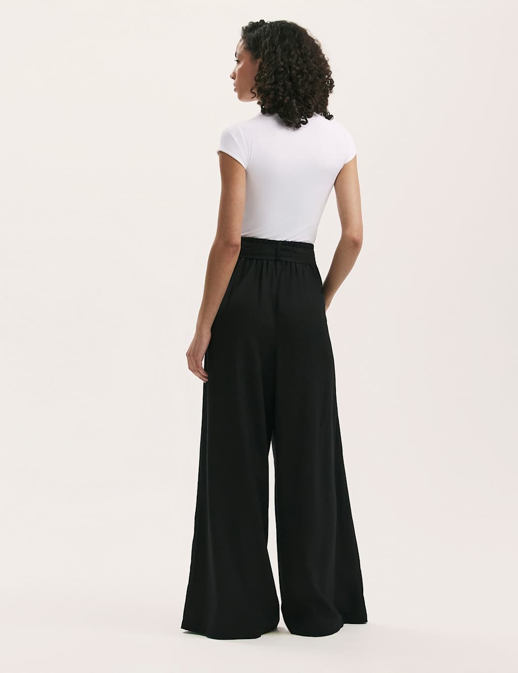 Linen Blend Belted Wide Leg Trousers 2 of 3