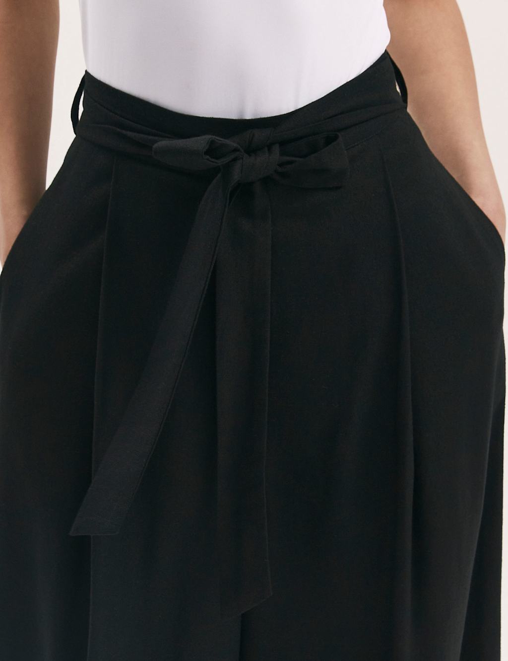 Linen Blend Belted Wide Leg Trousers 3 of 3