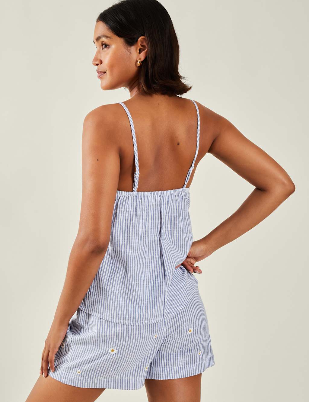 Pure Cotton Striped Daisy Short Pyjama Set 3 of 4