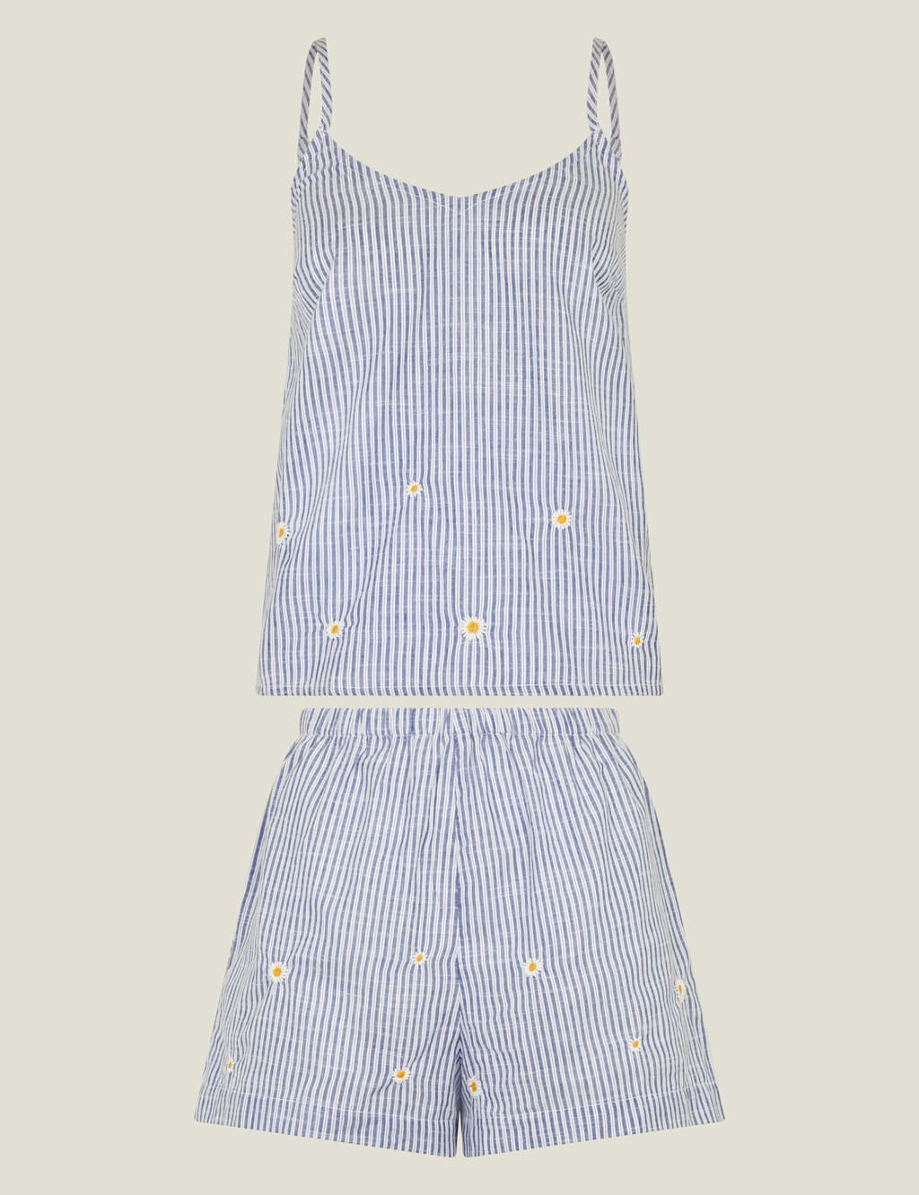 Pure Cotton Striped Daisy Short Pyjama Set 2 of 4