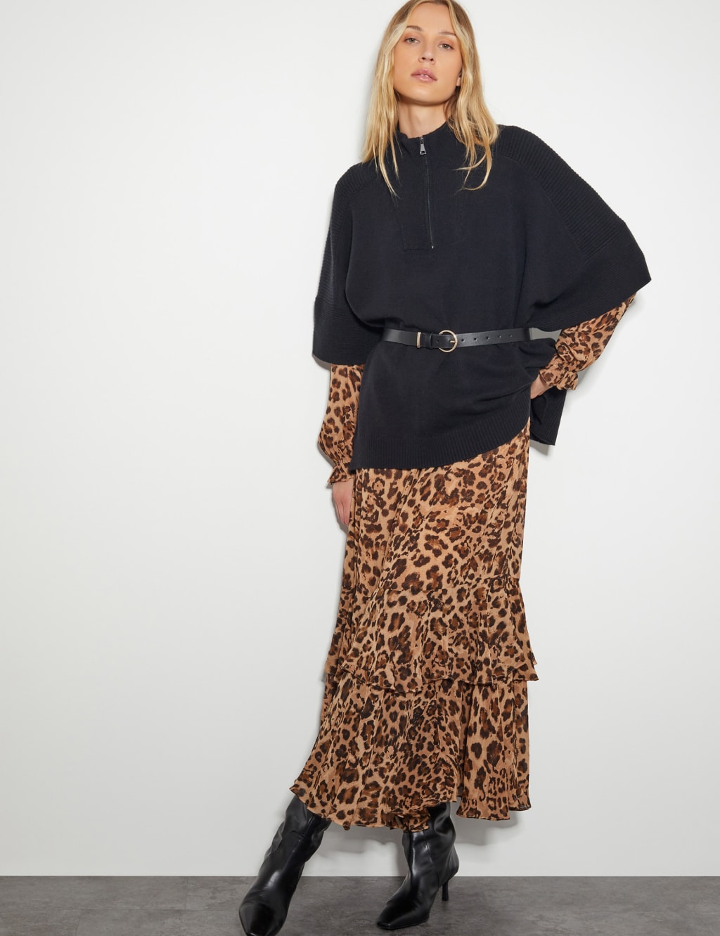 Knitted Half Zip Poncho 3 of 5