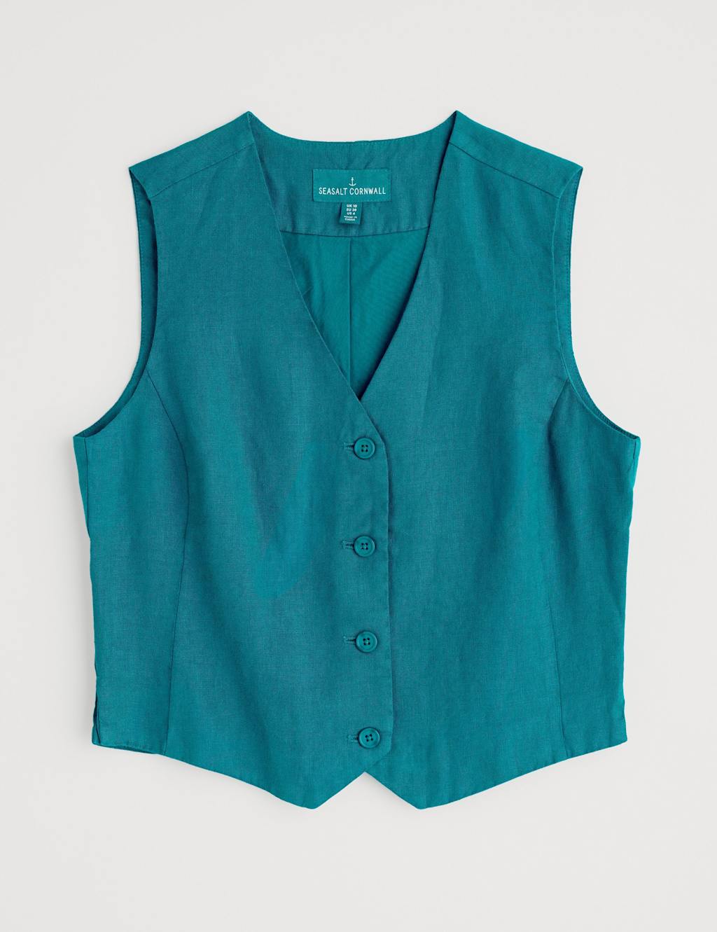Pure Linen V-Neck Button Through Waistcoat 2 of 4