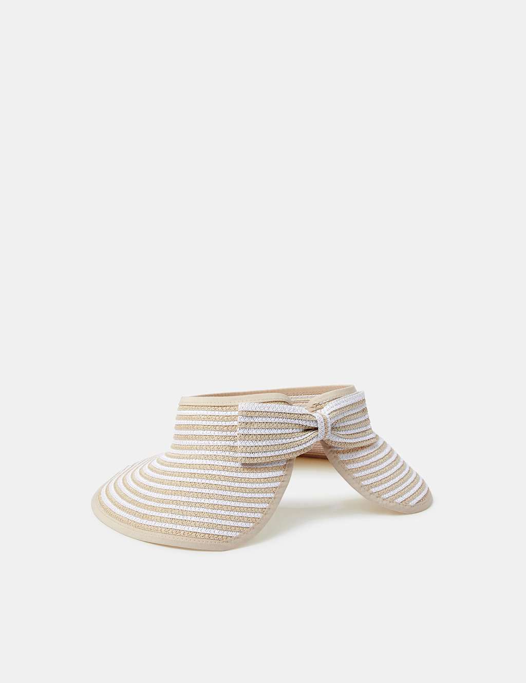 Straw Striped Weave Bow Packable Visor 2 of 3