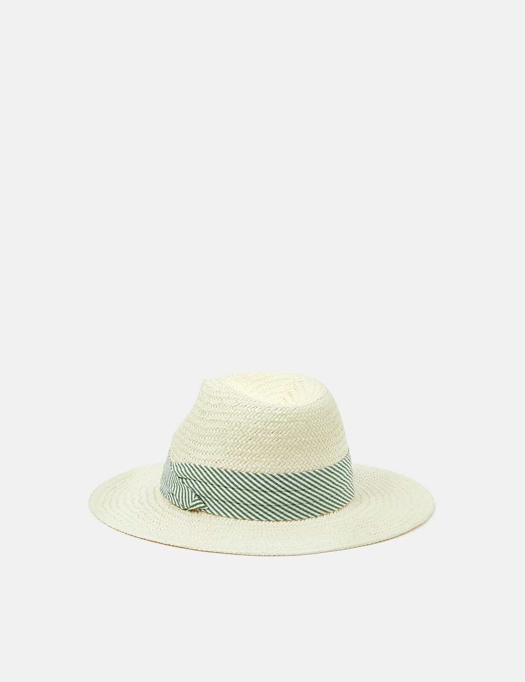 Straw Weave Striped Band Fedora Hat 2 of 3