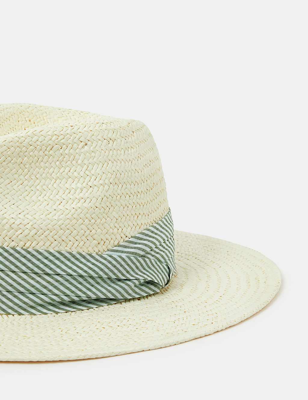 Straw Weave Striped Band Fedora Hat 3 of 3