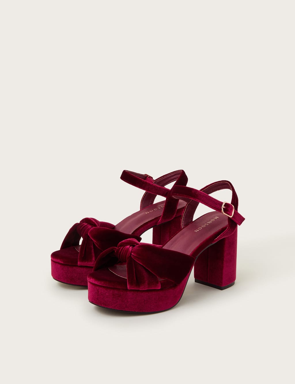 Velvet Knot Block Heel Platform Sandals 2 of 3