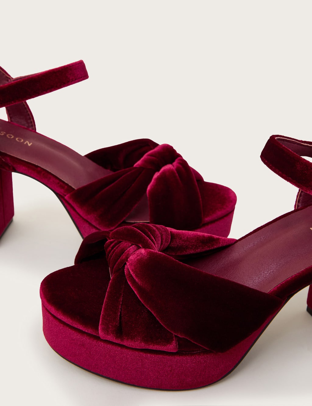 Velvet Knot Block Heel Platform Sandals 3 of 3
