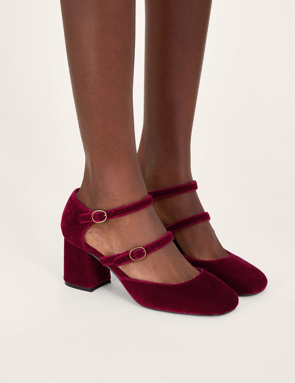 Velvet Buckle Block Heel Mary Jane Shoes Monsoon M S