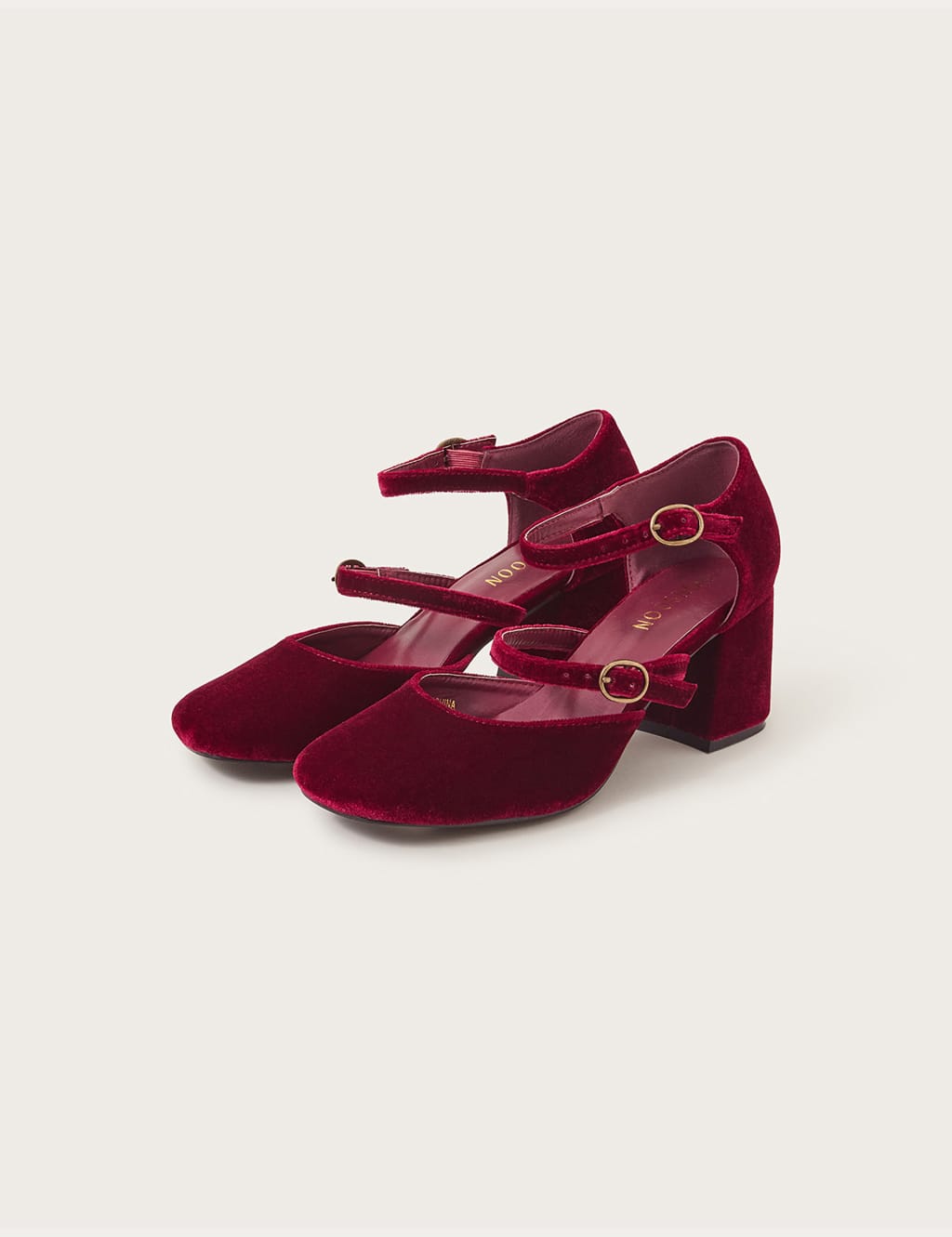 Velvet Buckle Block Heel Mary Jane Shoes 3 of 4