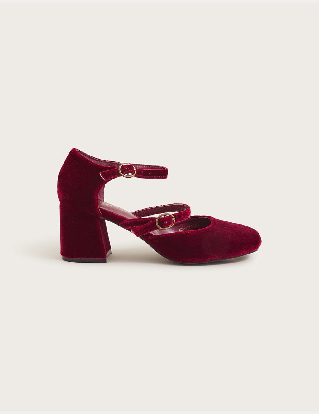 Velvet Buckle Block Heel Mary Jane Shoes 2 of 4