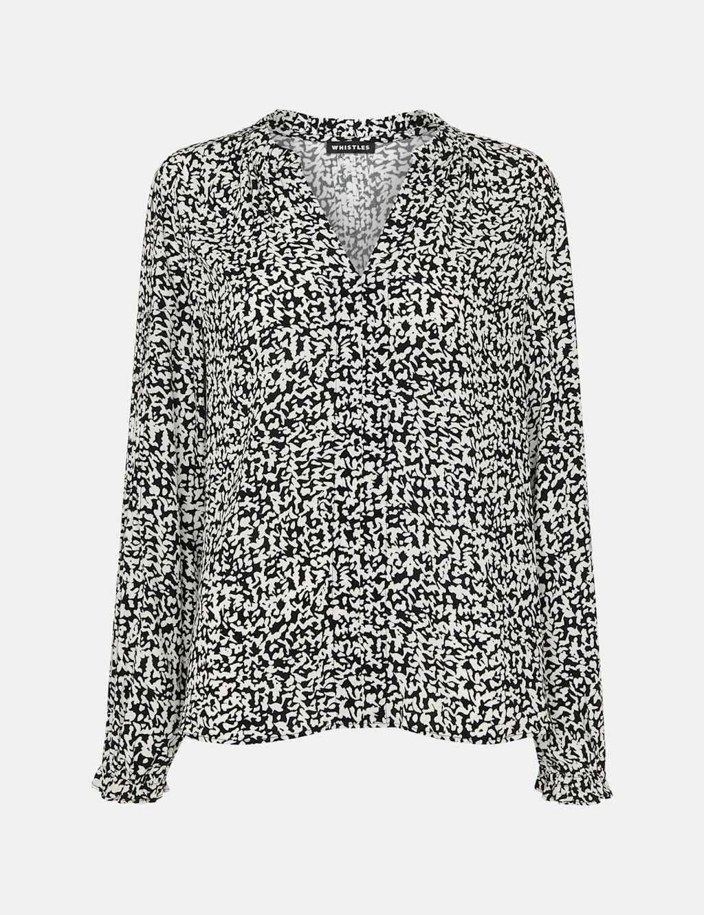 Printed V-Neck Blouson Sleeve Blouse 2 of 4