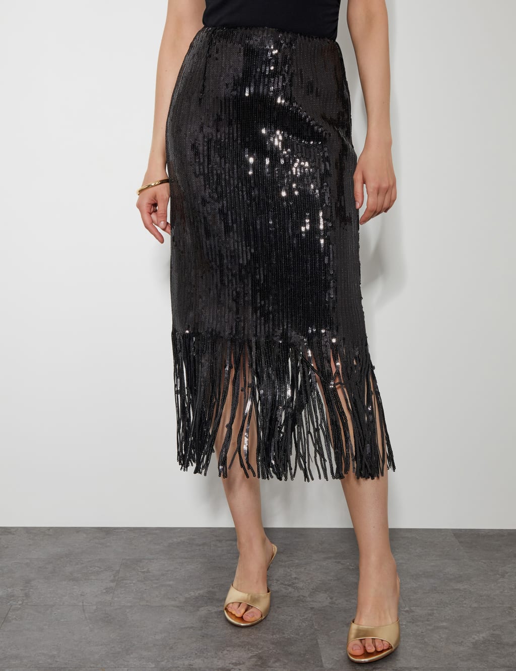 Sequin pencil skirt m&s top