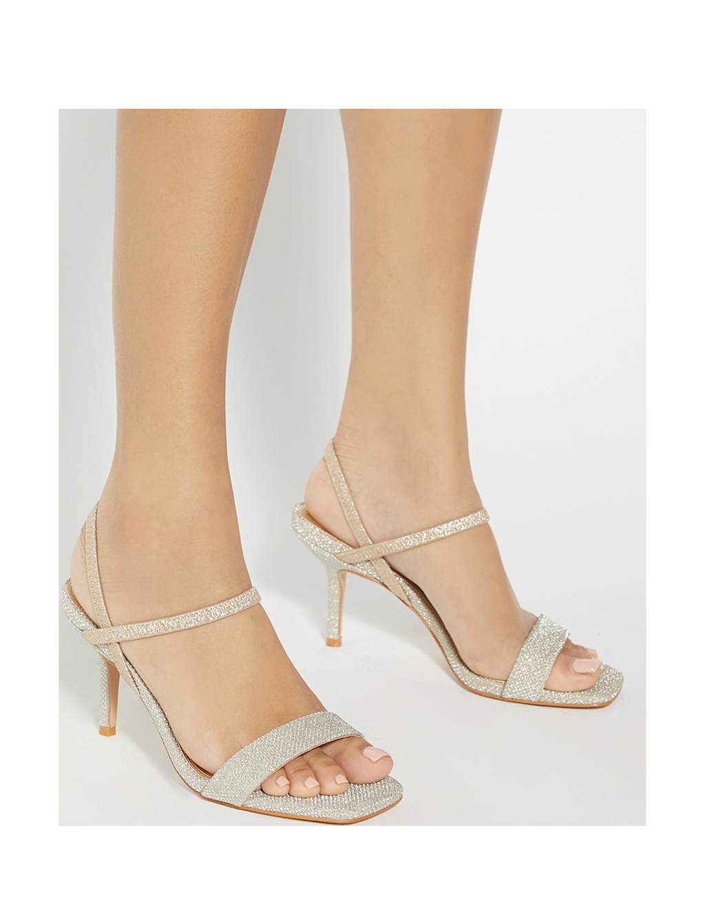 Glitter Stiletto Heel Square Toe Sandals 2 of 6