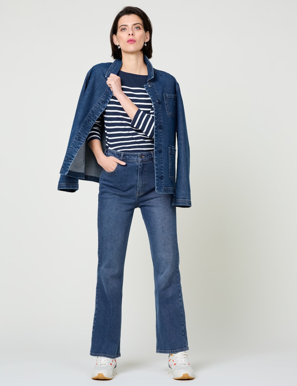 Pure Cotton Striped Slash Neck T-Shirt 3 of 5