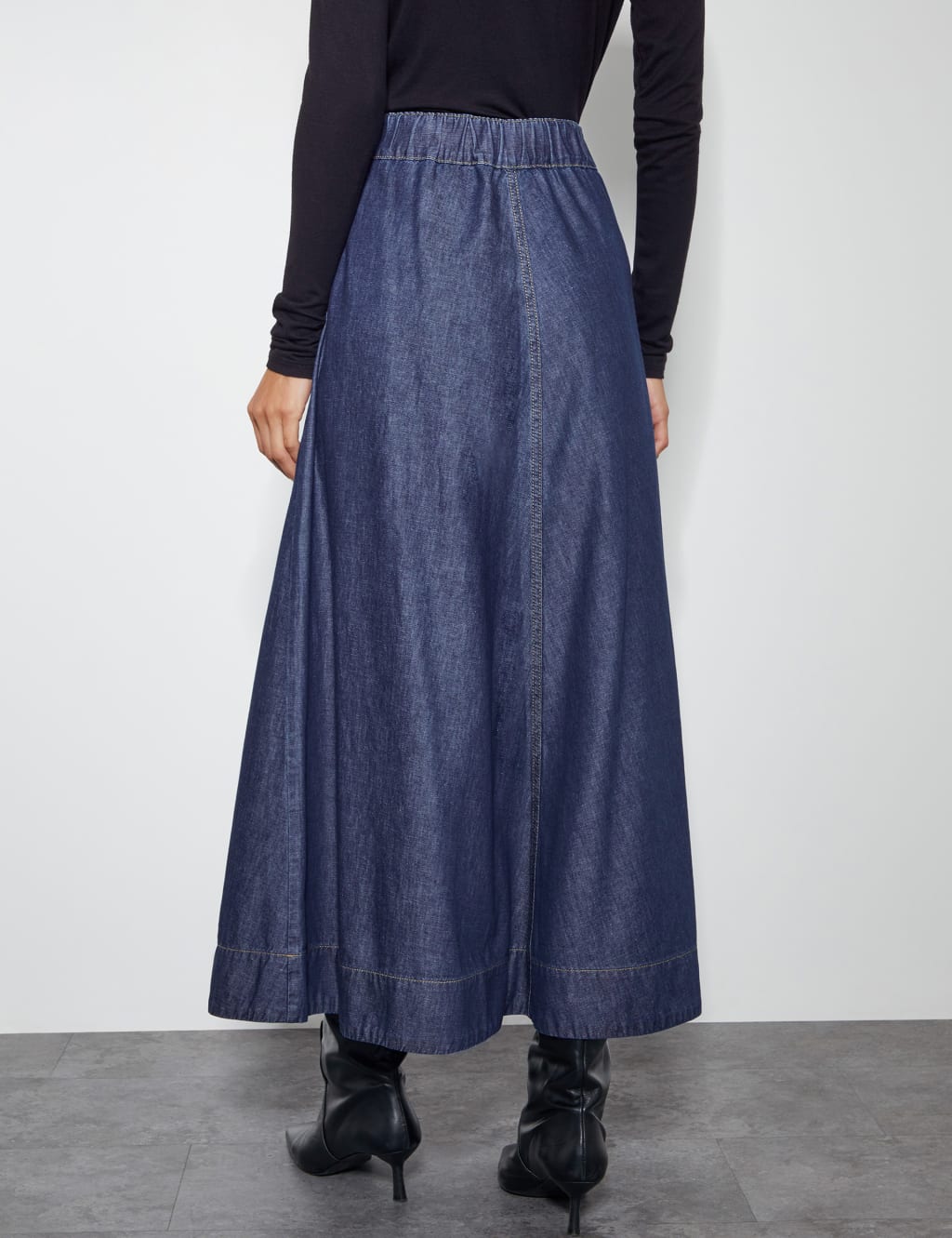 Denim Midi A-Line Skirt 4 of 4
