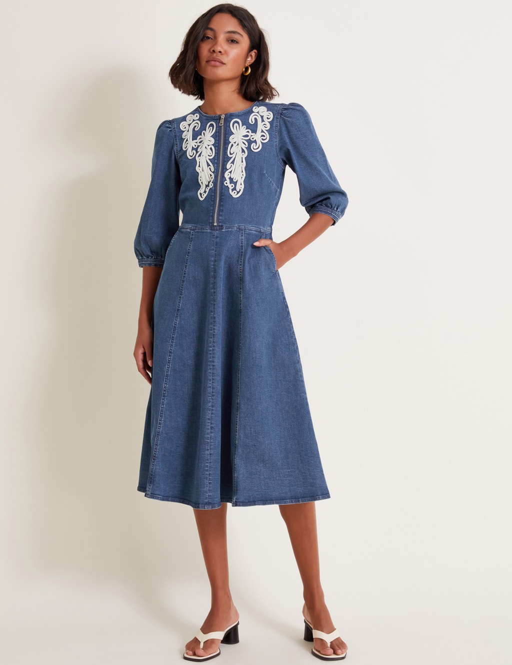 Cotton Rich Embroidered Skater Dress 3 of 5