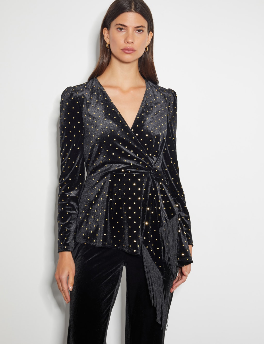 Velvet polka dot top clearance