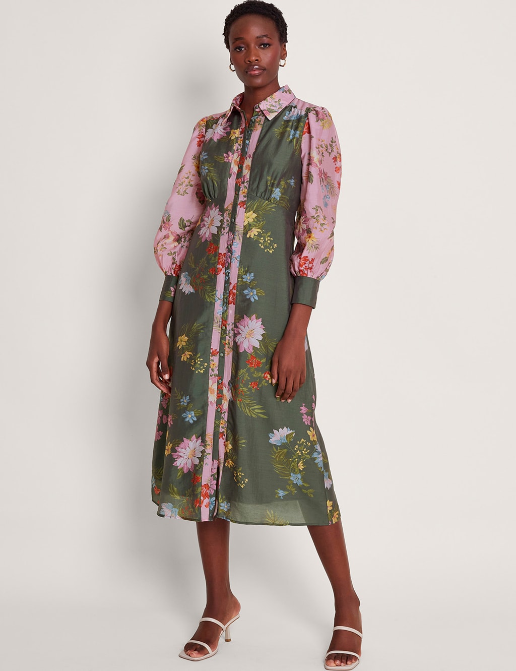 Lyocell Rich Floral Midi Shirt Dress Monsoon M S